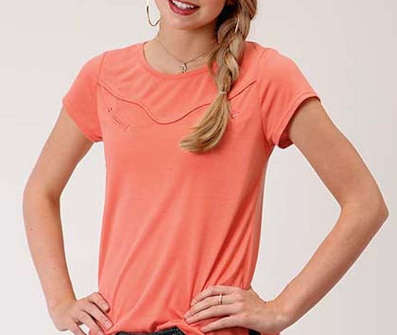 Roper® Womens Coral Short Sleeve Knit Top