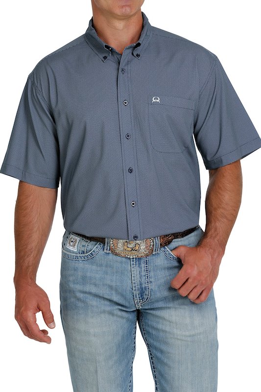Cinch Navy Amp White Geometric Print Ss Men S Shirt - Cinch white label arenaflex
