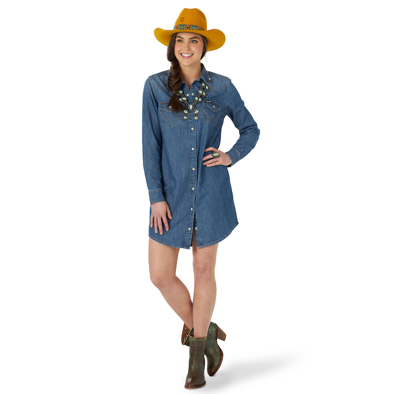 Wrangler® Retro® Denim Western Snap Women's Dress | Dry Creek Western Wear