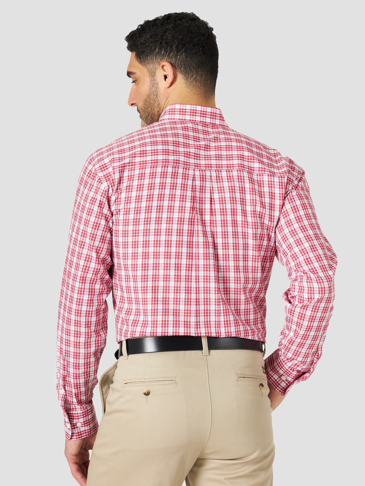 Wrangler® Men's Riata LS Red & White Plaid Shirt | Dry Creek Western Wear