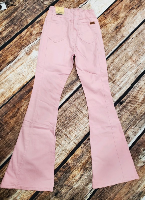 Calça flare jeans best sale rosa