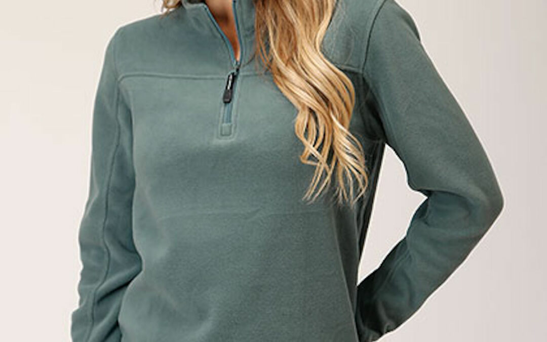 Roper® Ladies Moss Green Micro Fleece 1/4 Zip Pullover