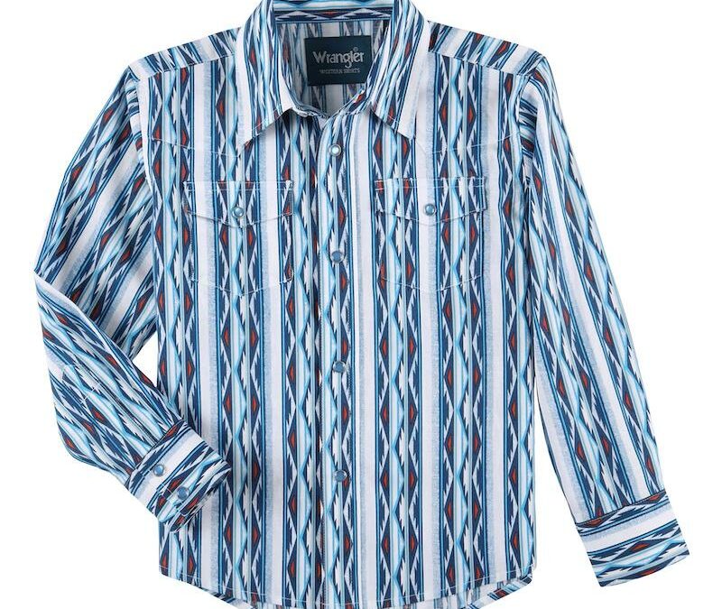 Wrangler® Blue, White, Red Checotah LS Boy’s Shirt
