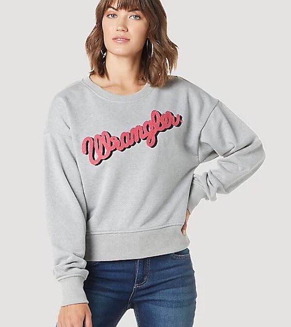 Wrangler Retro® Heather Gray Wrangler Script Drop Shoulder Women’s Pullover Sweatshirt