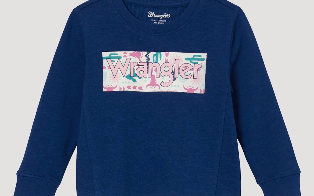 Wrangler® Little Girl’s Navy Block Logo Sweater